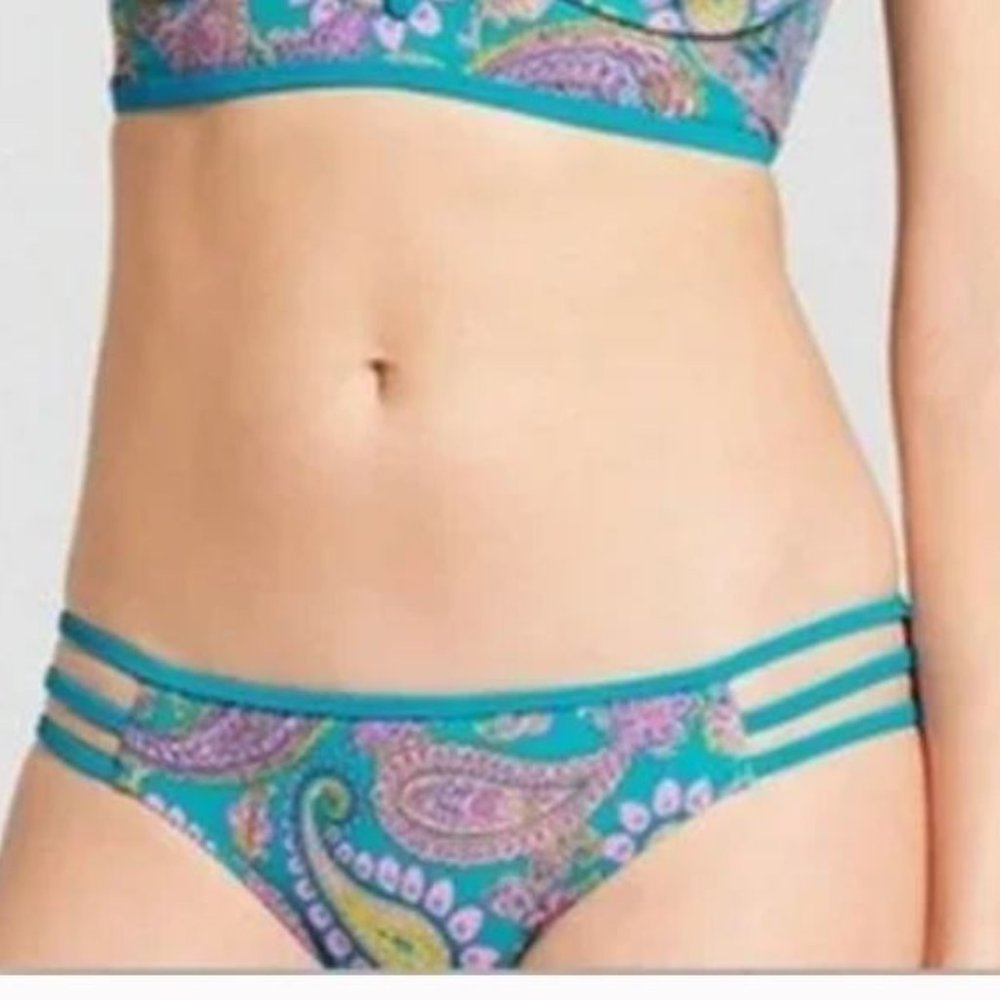 Shade & Shore Swim Bottom Teal Paisley